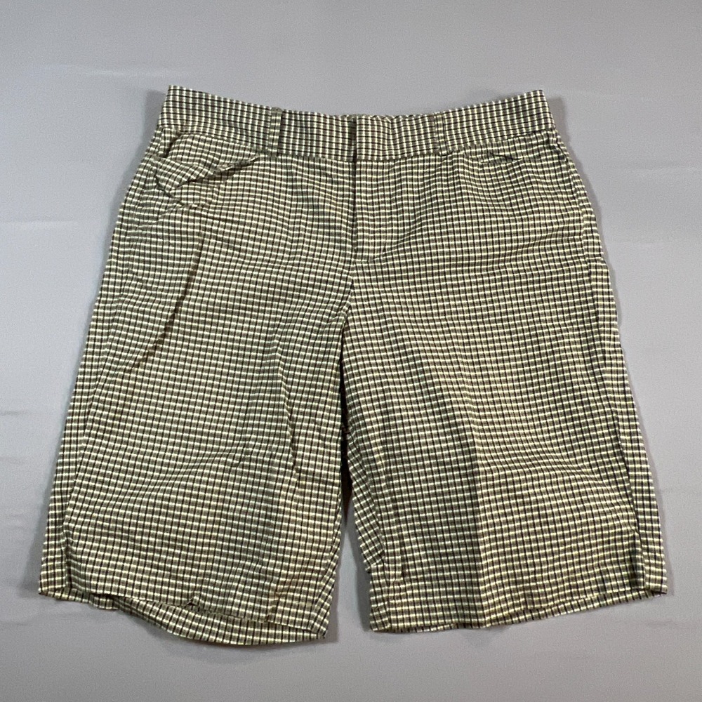 Dockers Metro Bermuda Shorts Women 12 Multicolor Check Ideal Fit Cotton Mid Rise